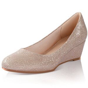 Ankis Black Nude Silver Gold Wedges For Women, Low Heel Women's Wedge Comfortab